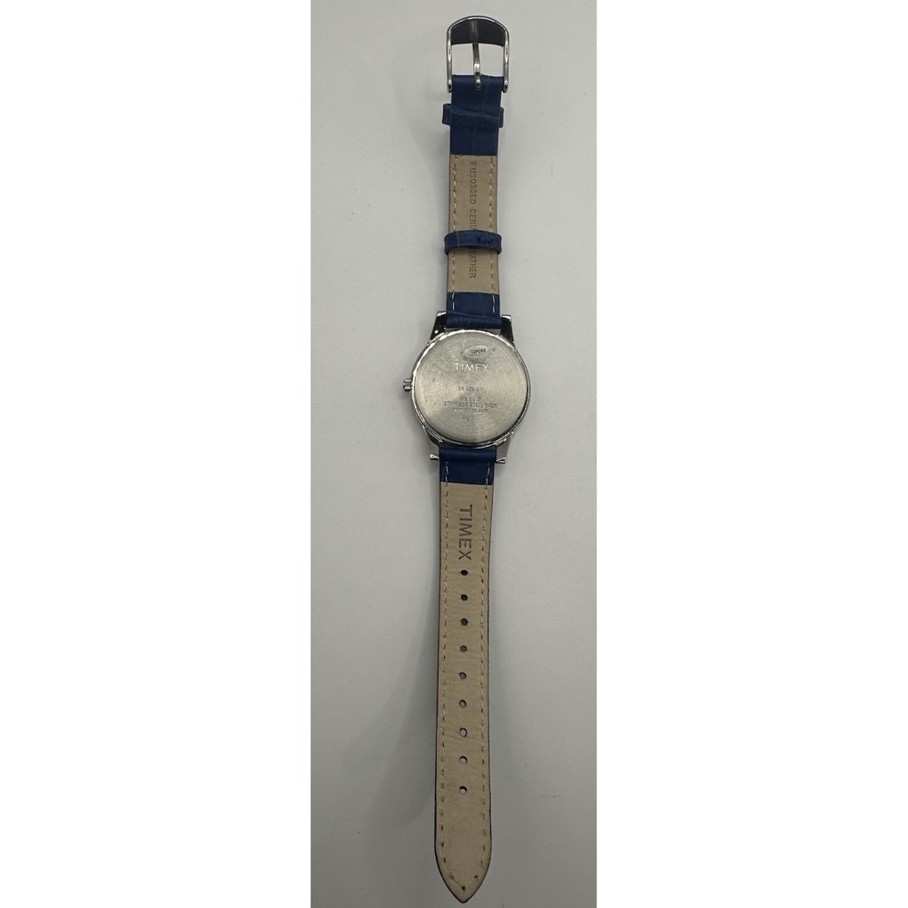 Timex Dark Blue Croco Patterned Ladies Watch‎ T2P093 New Battery 35MM 8" W9 - Picture 7 of 12